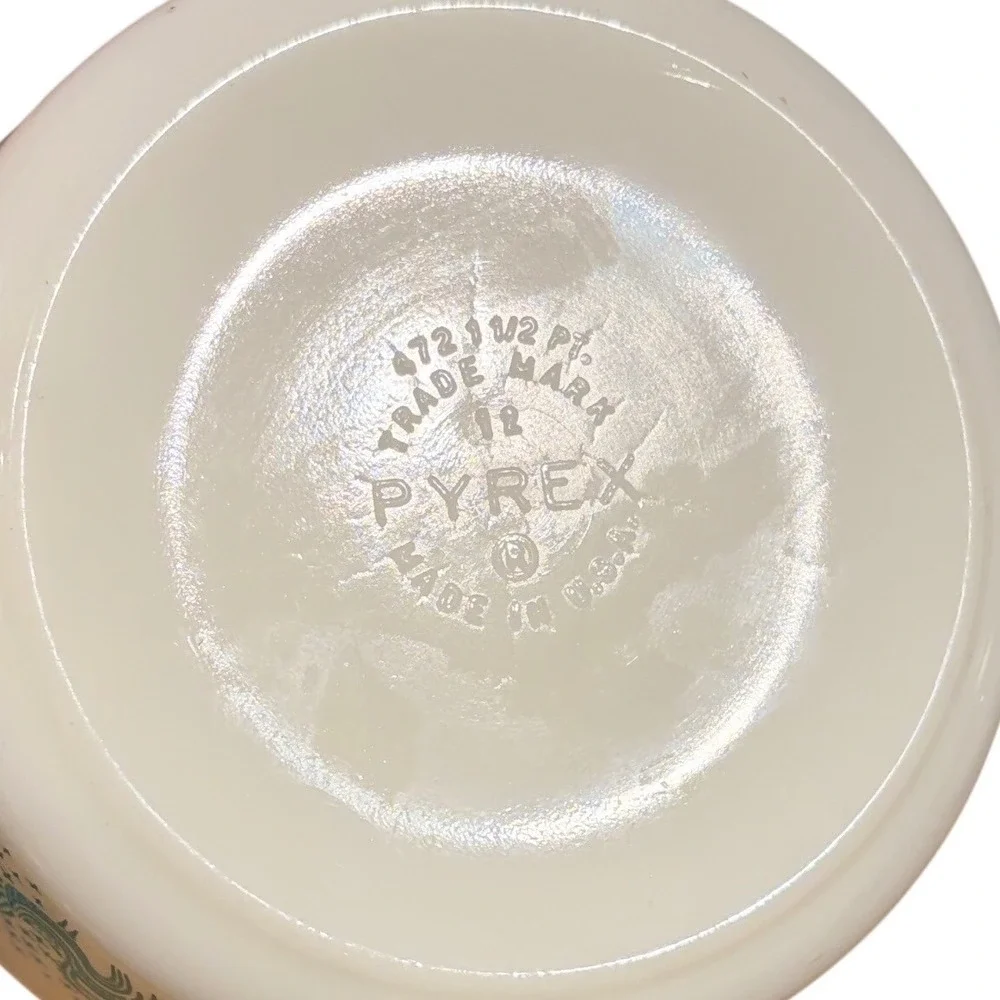 Vintage Pyrex Amish Butterprint Casserole Dish 472 1.5 Pt Turquoise White W/ Lid